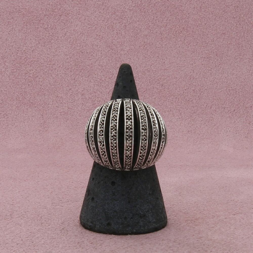 sterling silver diamond accent dome ring size 6.5